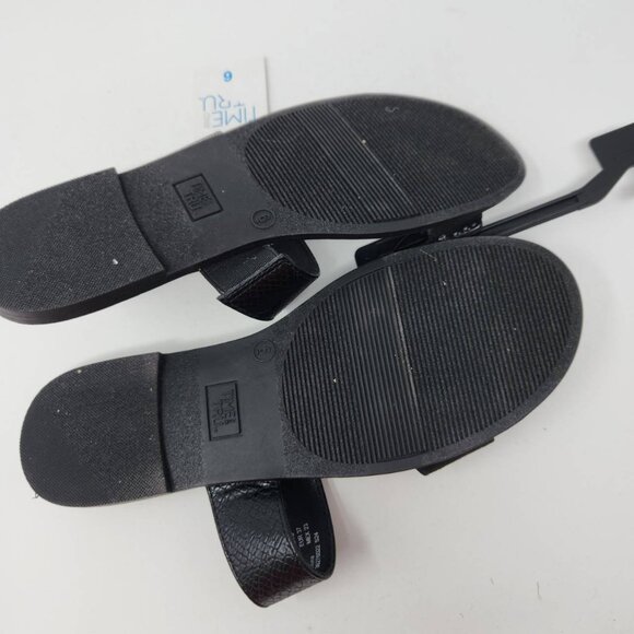 Time And Tru Women's Black Jeweled 2 Band Sandals Size 6 Memory Foam Black - Picture 9 of 10